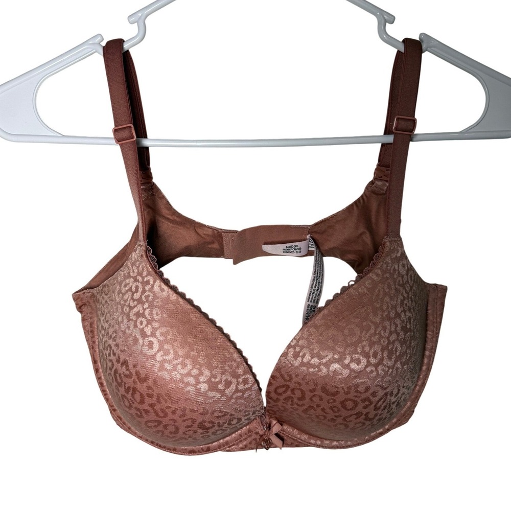 Victorias Secret Body By Victoria Push Up Bra 36D Leopard Jacquard Rosewood 159